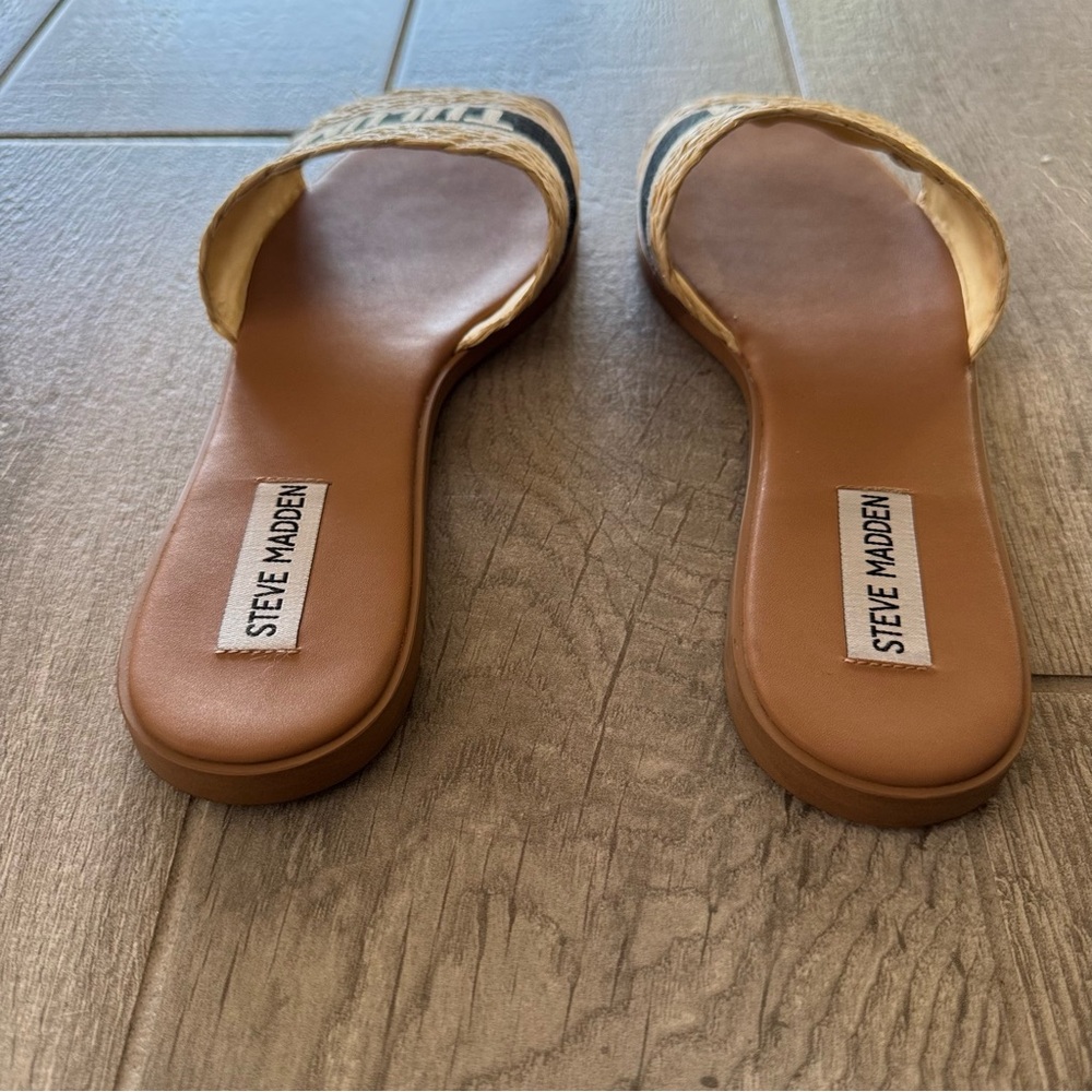 Steve Madden Knox Tulum Tan and Black Slide Sandals - Picture 3 of 7